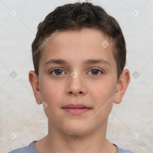 Neutral white child male with short  brown hair and brown eyes