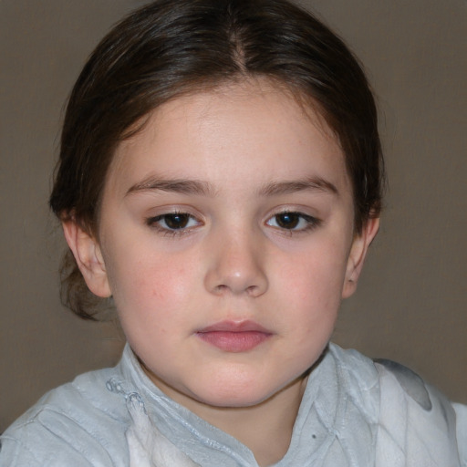 Neutral white child female with medium  brown hair and brown eyes