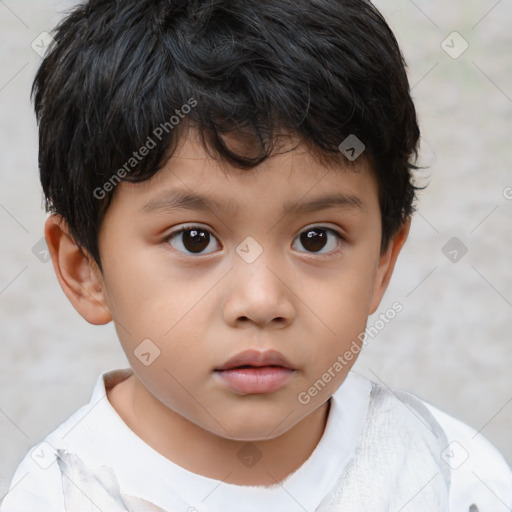 Neutral white child male with short  brown hair and brown eyes