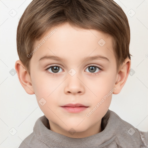 Neutral white child male with short  brown hair and brown eyes