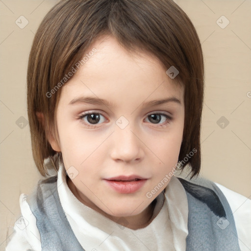 Neutral white child female with medium  brown hair and brown eyes