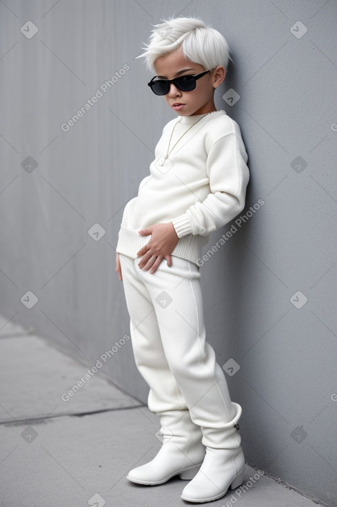 Puerto rican child boy with  white hair