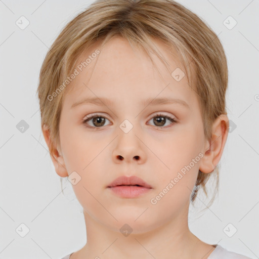 Neutral white child female with medium  brown hair and brown eyes