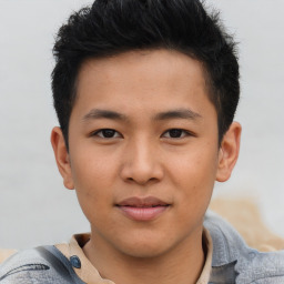 Neutral asian young-adult male with short  brown hair and brown eyes