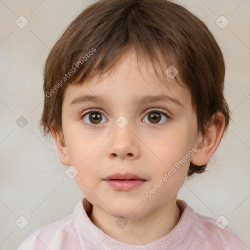 Neutral white child female with medium  brown hair and brown eyes