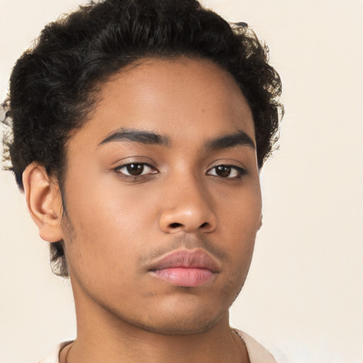 Neutral latino young-adult male with short  brown hair and brown eyes