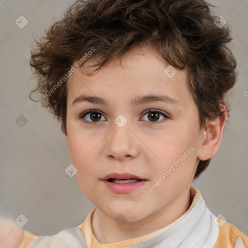 Neutral white child male with short  brown hair and brown eyes