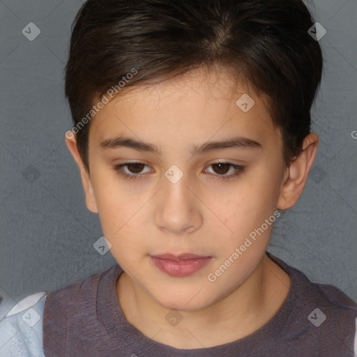 Neutral white child female with short  brown hair and brown eyes