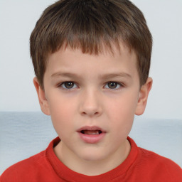 Neutral white child male with short  brown hair and brown eyes