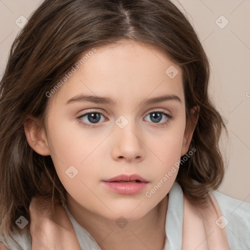 Neutral white child female with medium  brown hair and brown eyes