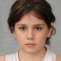 Neutral white child female with medium  brown hair and brown eyes