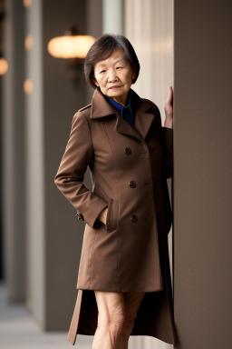 Chinese elderly female with  brown hair