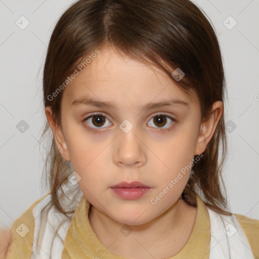 Neutral white child female with medium  brown hair and brown eyes