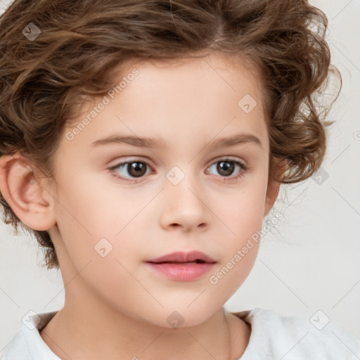 Neutral white child female with medium  brown hair and brown eyes