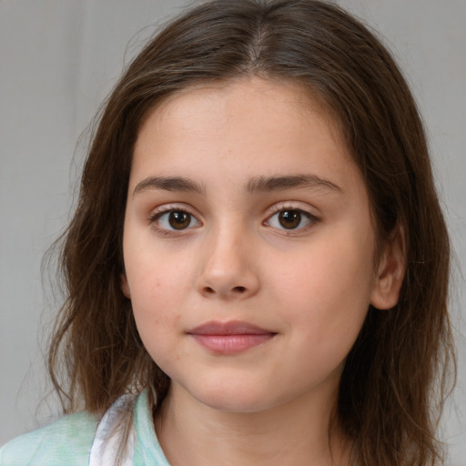 Neutral white child female with medium  brown hair and brown eyes