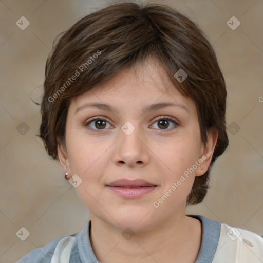 Neutral white child female with medium  brown hair and brown eyes