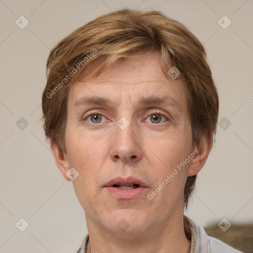 Neutral white adult male with short  brown hair and brown eyes