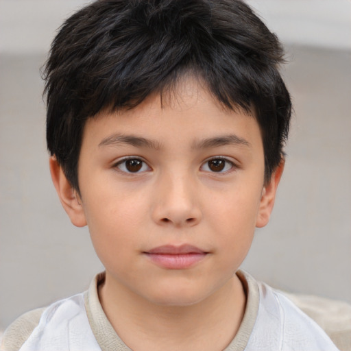 Neutral white child male with short  brown hair and brown eyes