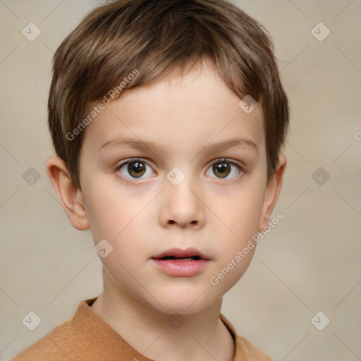 Neutral white child male with short  brown hair and brown eyes