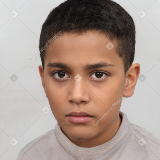 Neutral white child male with short  brown hair and brown eyes