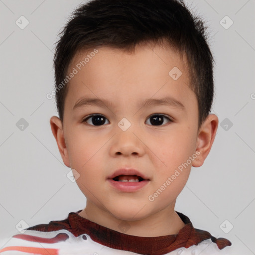 Neutral white child male with short  brown hair and brown eyes