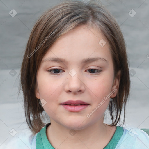 Neutral white child female with medium  brown hair and brown eyes