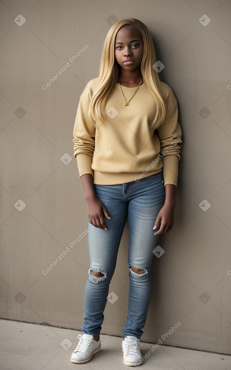 African american teenager female with  blonde hair