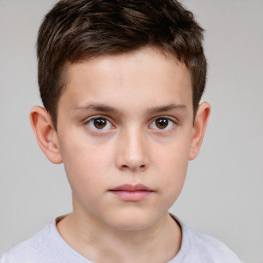 Neutral white child male with short  brown hair and brown eyes