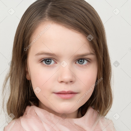 Neutral white child female with medium  brown hair and brown eyes