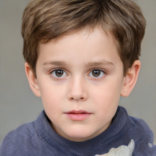 Neutral white child male with short  brown hair and grey eyes