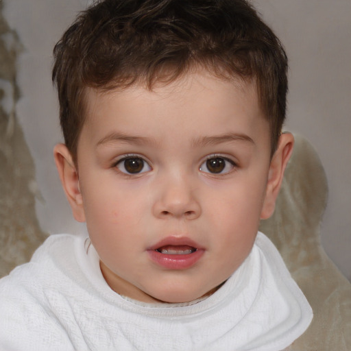 Neutral white child male with short  brown hair and brown eyes