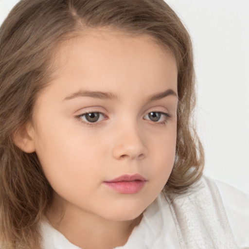 Neutral white child female with medium  brown hair and brown eyes