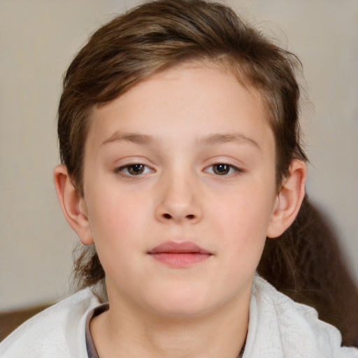 Neutral white child female with short  brown hair and brown eyes