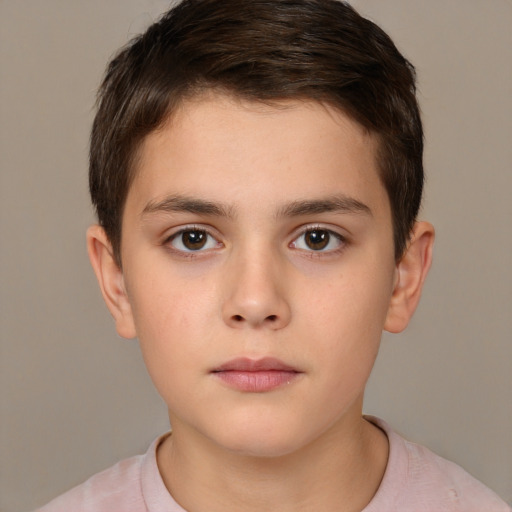 Neutral white child male with short  brown hair and brown eyes