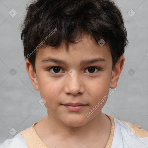 Neutral white child male with short  brown hair and brown eyes