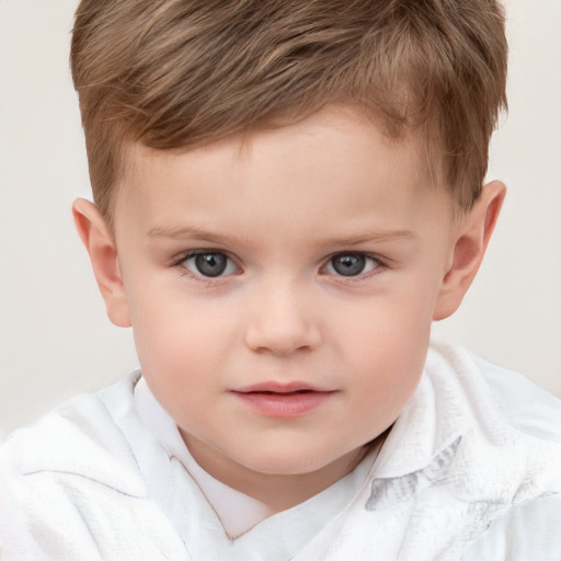 Neutral white child male with short  brown hair and brown eyes