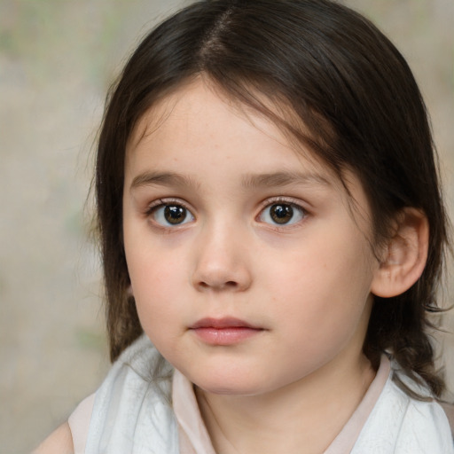 Neutral white child female with medium  brown hair and brown eyes