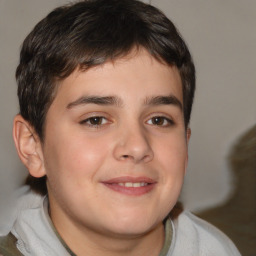 Joyful white young-adult male with medium  brown hair and brown eyes