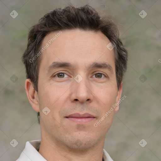 Neutral white adult male with short  brown hair and brown eyes