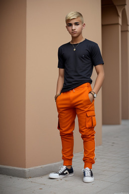 Moroccan teenager boy with  blonde hair