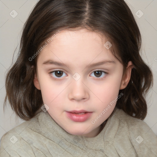 Neutral white child female with medium  brown hair and brown eyes