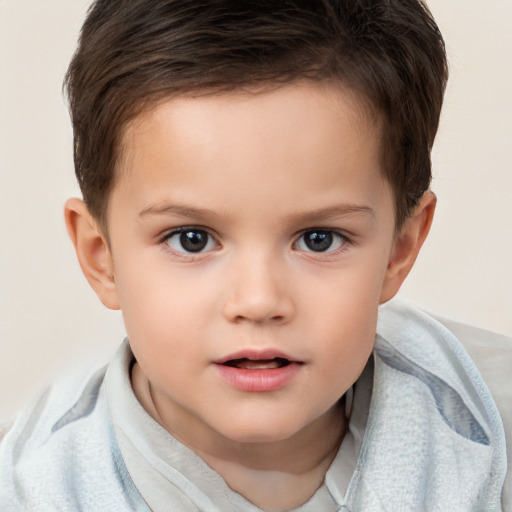 Neutral white child male with short  brown hair and brown eyes