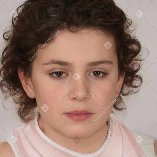 Neutral white child female with medium  brown hair and brown eyes