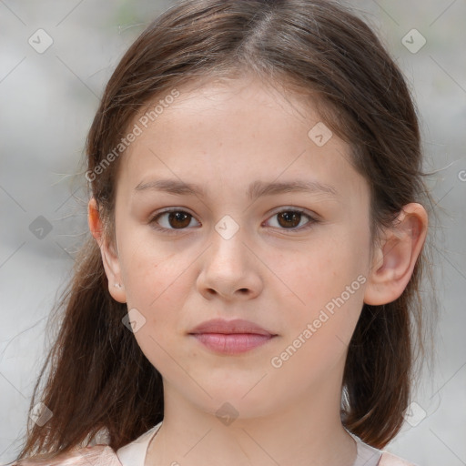 Neutral white child female with medium  brown hair and brown eyes