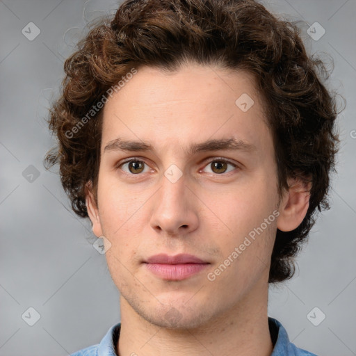 Neutral white young-adult male with medium  brown hair and brown eyes