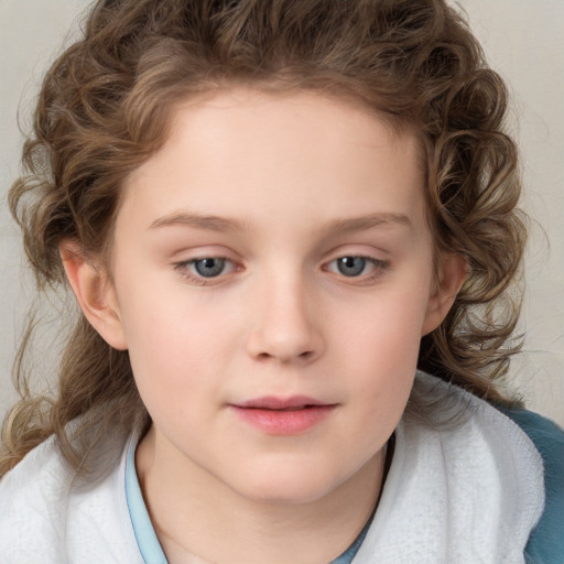 Neutral white child female with medium  brown hair and brown eyes