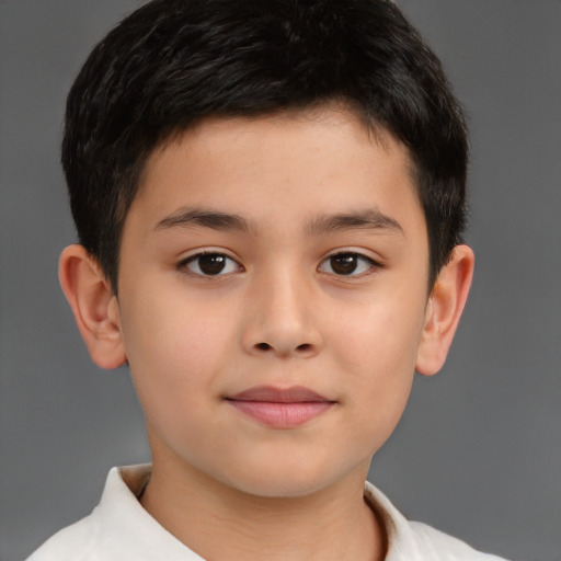 Neutral white child male with short  brown hair and brown eyes