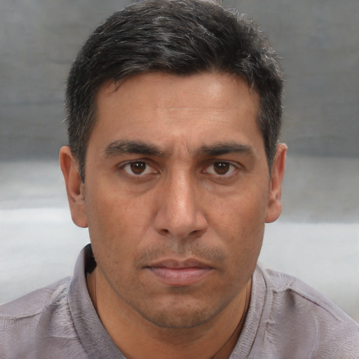 Neutral white adult male with short  brown hair and brown eyes