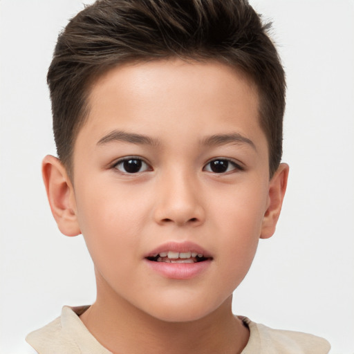 Neutral white child male with short  brown hair and brown eyes