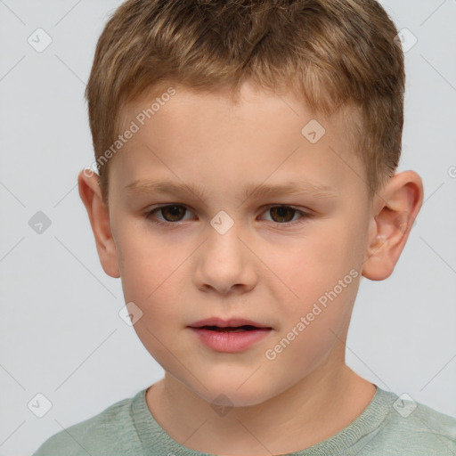 Neutral white child male with short  brown hair and brown eyes